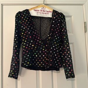 The Kooples Multicolor Polka Dot Blouse w/ Shoulder Pads